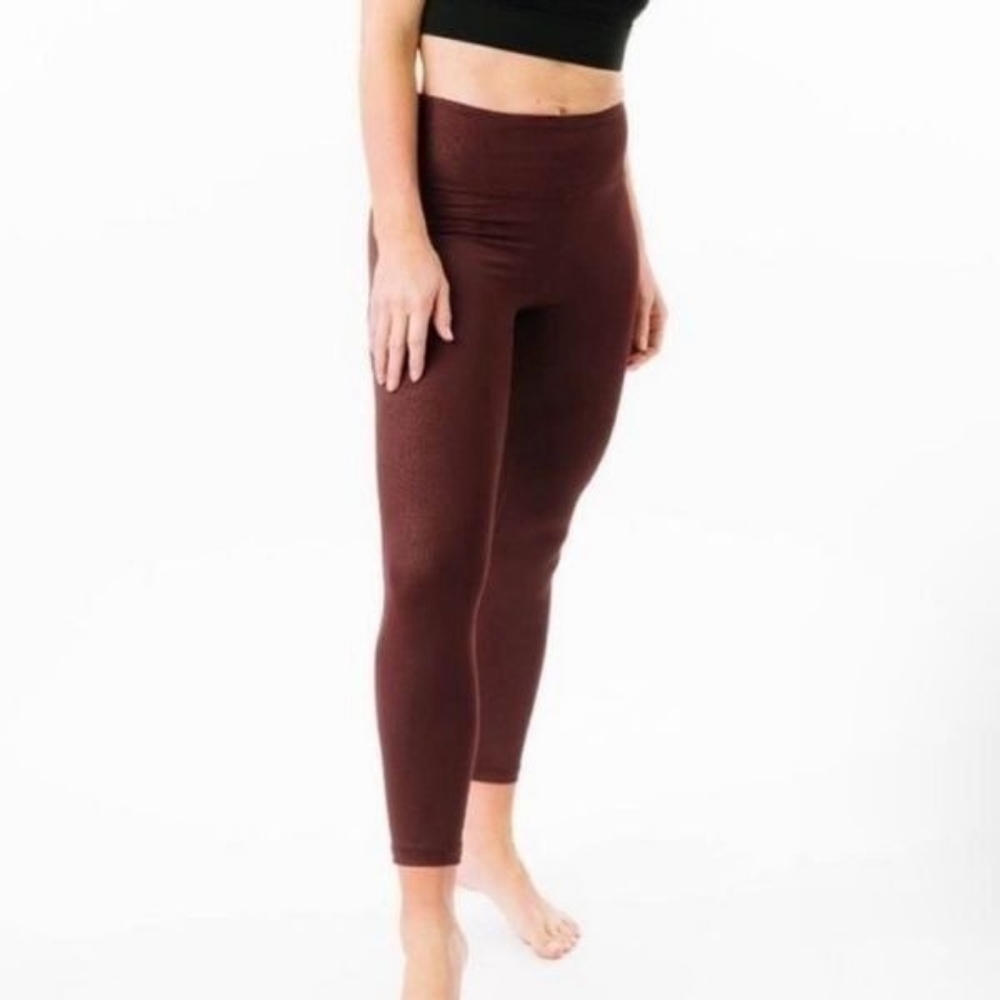 ZYIA Leggings Light N Tight Fig Maroon Brown Size 4